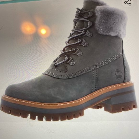 Timberland Courmayeur Valley shearling New boots, medium grey Nubuck size 8 - Picture 5 of 10